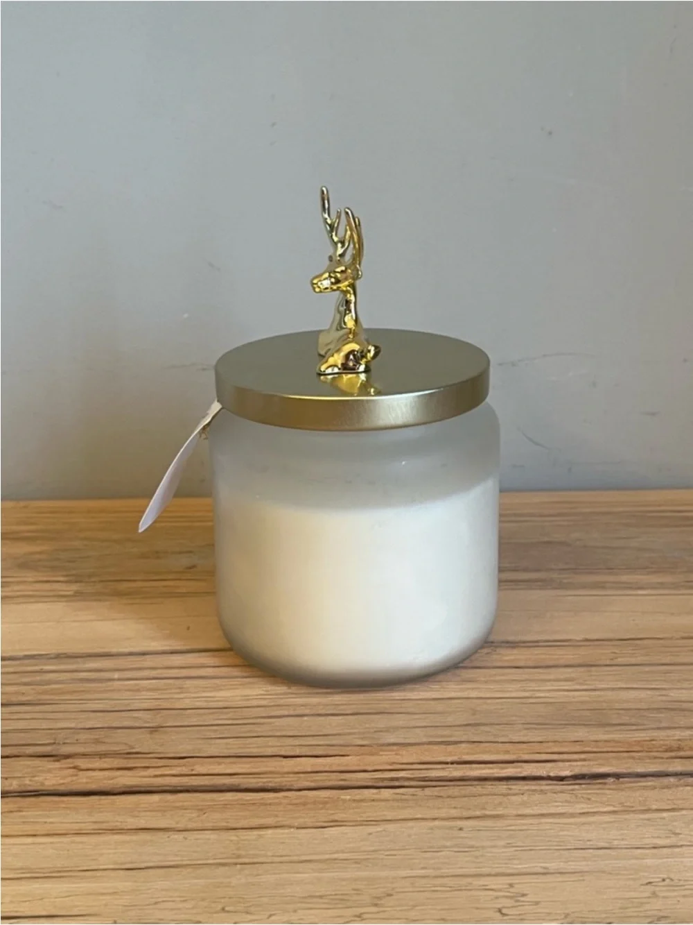 Christmas Pine Scented Jar Candle with Gold Deer Accent Lid